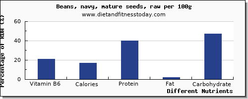 chart to show highest vitamin b6 in navy beans per 100g